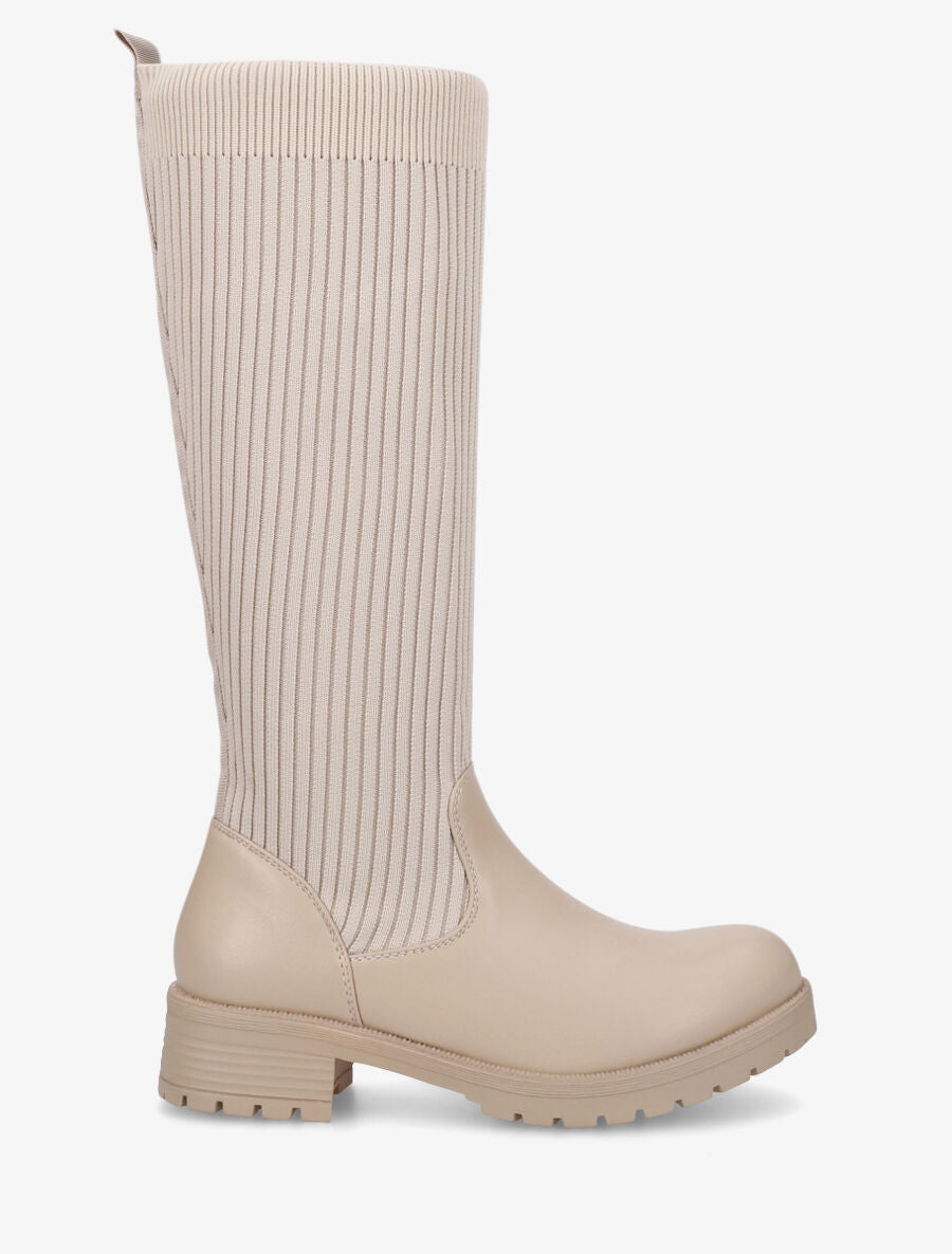 Bottes style chaussettes - Taupe - 5