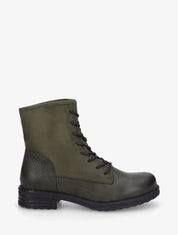 Bottines bimatière à lacets - Kaki - 1
