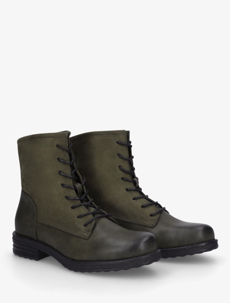 Bottines bimatière à lacets - Kaki - 4