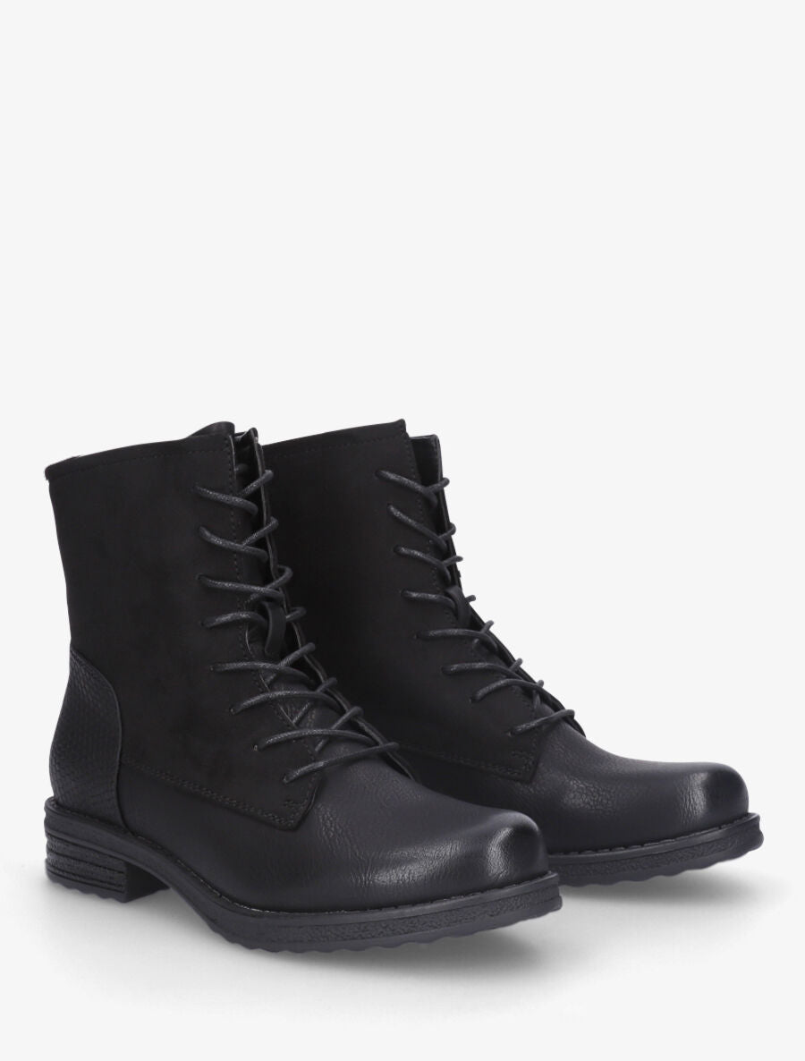 Bottines bimatière à lacets - Noir - 4
