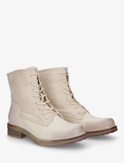 Bottines bimatière à lacets - Beige - 4