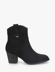 Bottines montantes à talon en suédine - Noir - 5
