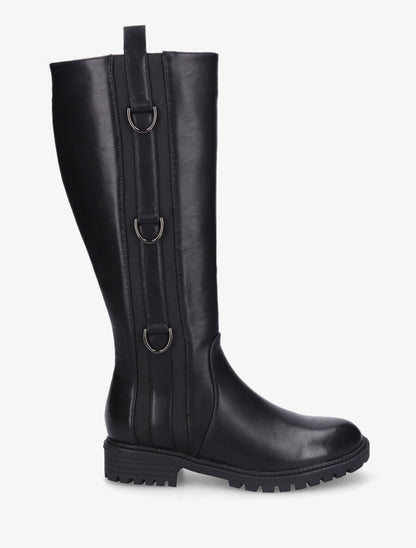 Bottes plates en simili à anneaux - Noir - 5