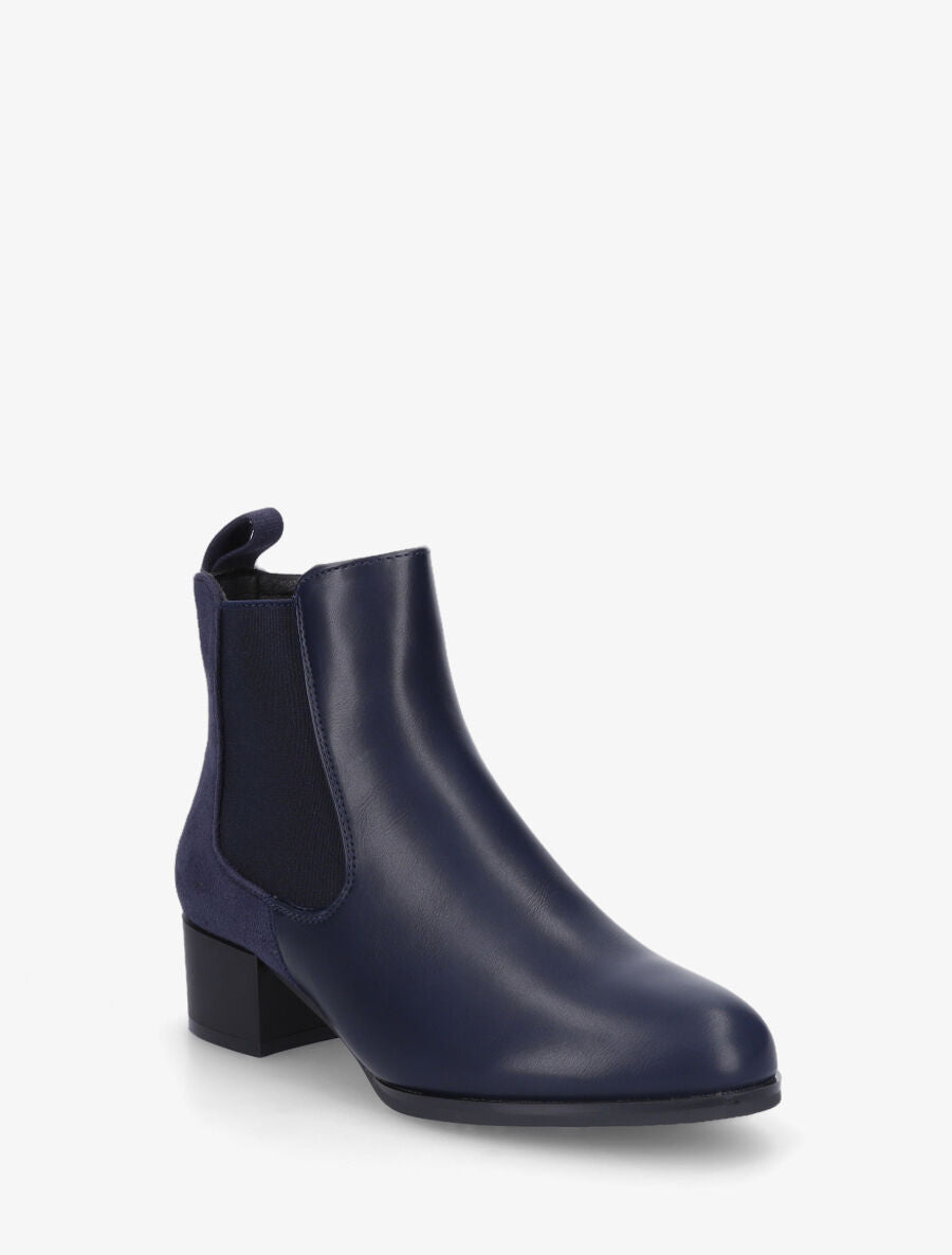 Bottines en simili et suédine - Marine - 2