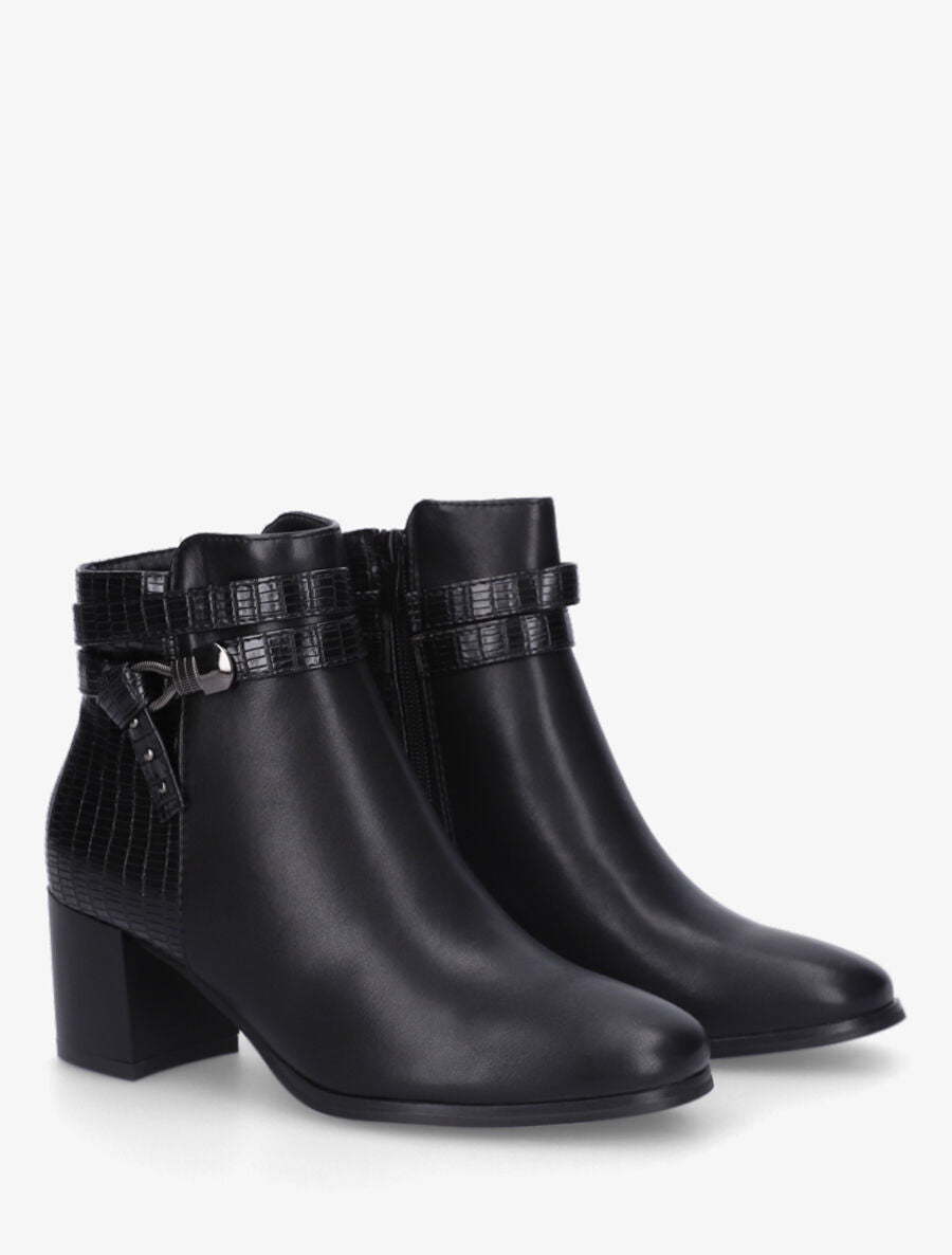 Bottines effet reptile à boucle - Noir - 4
