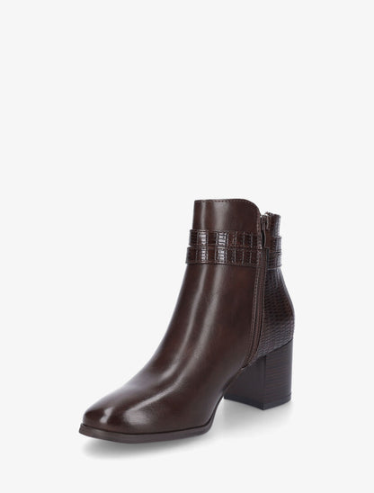 Bottines effet reptile à boucle - Marron - 4
