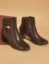 Bottines effet reptile à boucle - Marron - 1