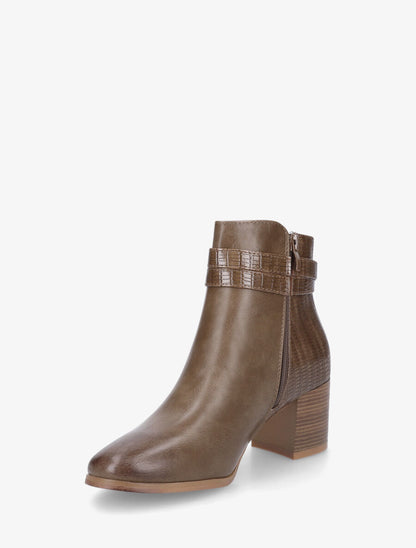 Bottines effet reptile à boucle - Taupe - 3