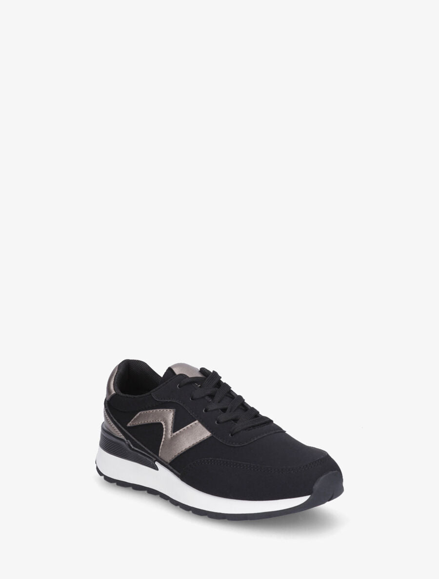 Sneakers bicolore en simili - Noir - 2