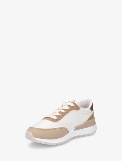 Sneakers bicolore en simili - Camel - 3