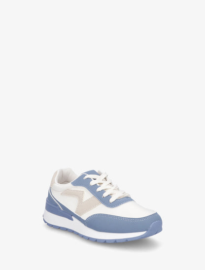 Sneakers bicolore en simili - Bleu - 2