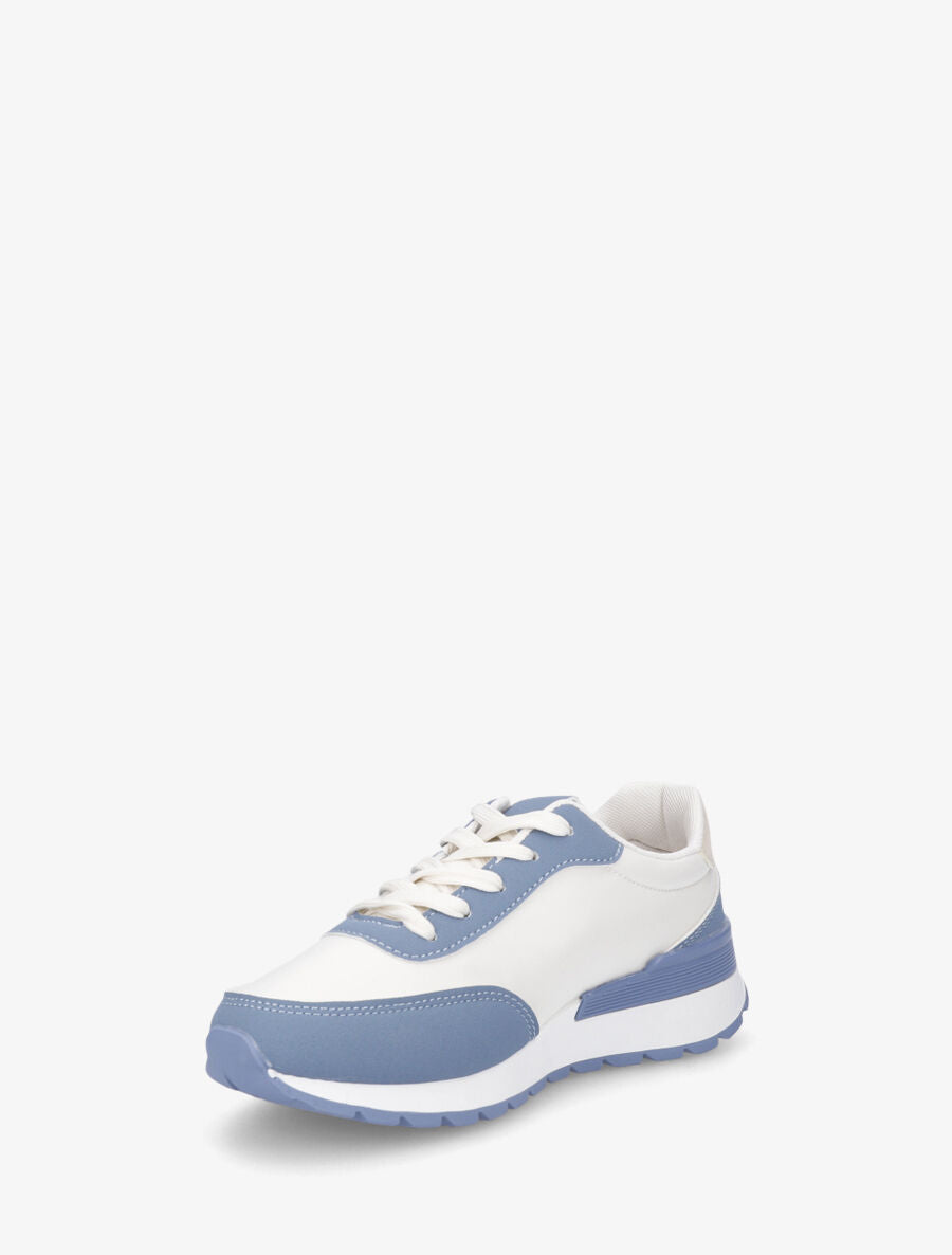 Sneakers bicolore en simili - Bleu - 3
