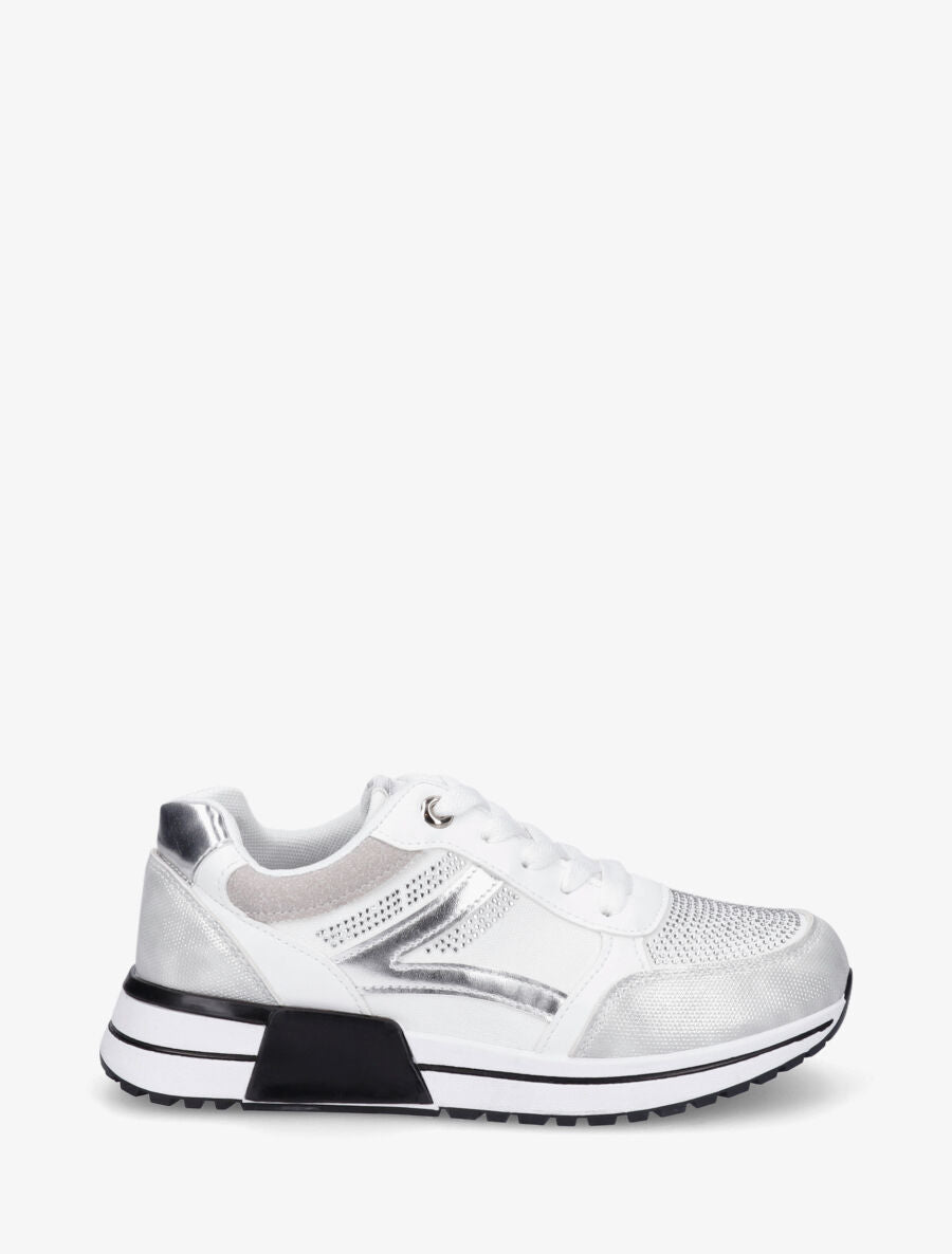 Sneakers en suédine et strass - Blanc - 5