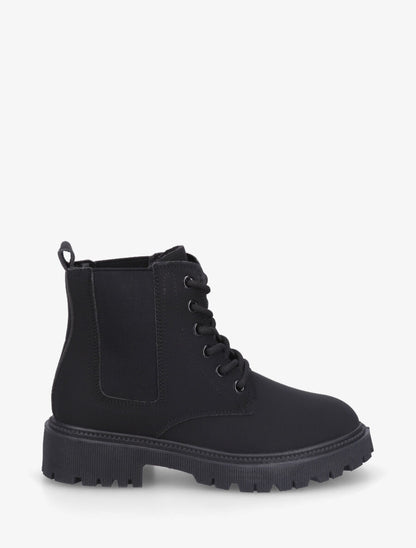 Bottines élastiquées et lacets en simili - Noir - 1
