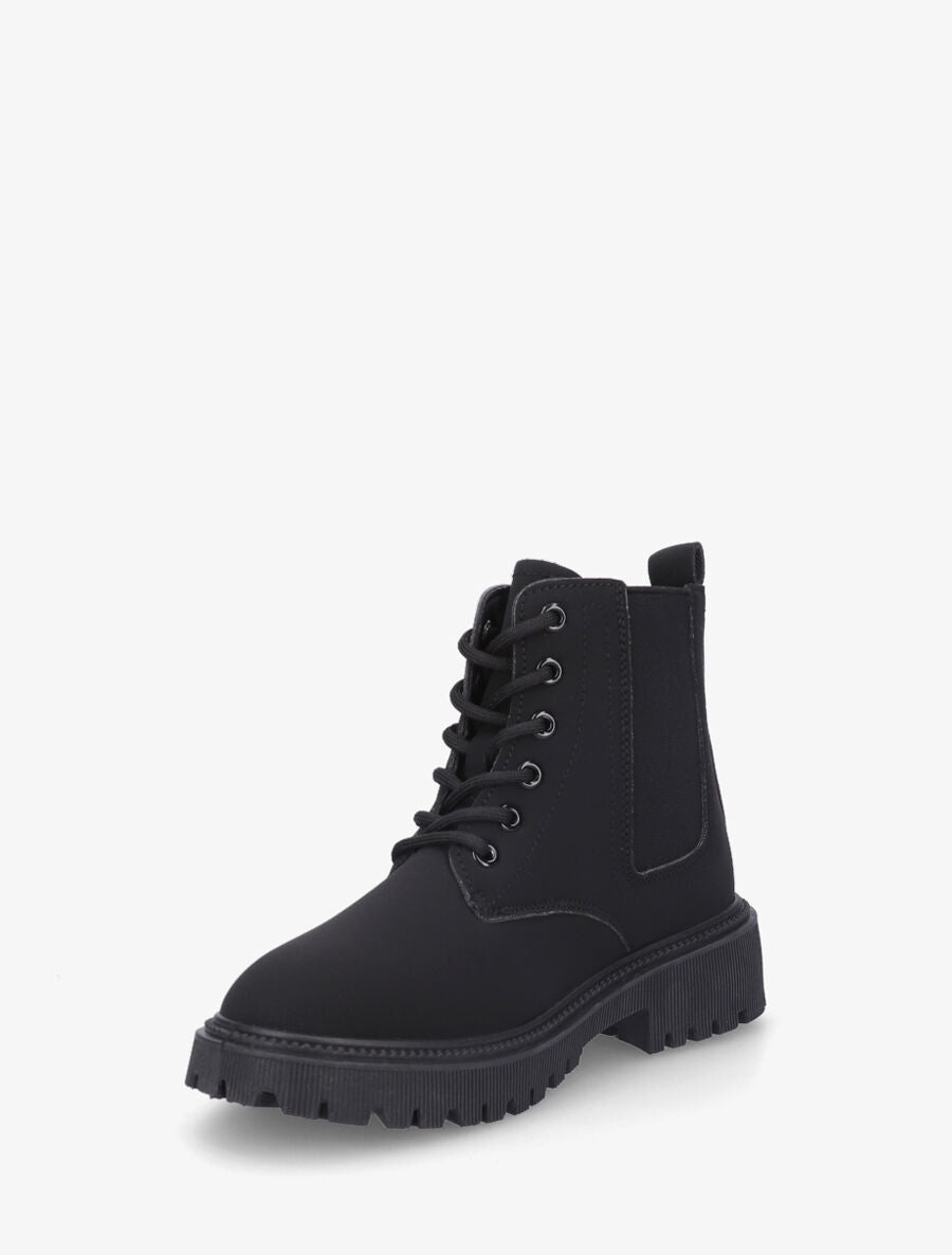 Bottines élastiquées et lacets en simili - Noir - 3
