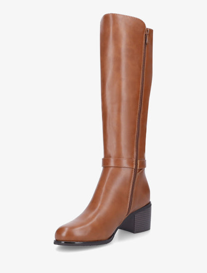Bottes en simili et maille - Camel - 3