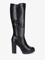 Bottes en simili à plateforme - Noir - 1