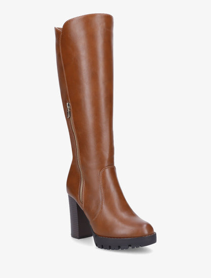 Bottes en simili à plateforme - Camel - 2