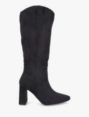 Bottes en suédine à talon et bout pointu - Noir - 1