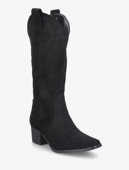 Bottes en suédine style santiags - Noir - 2