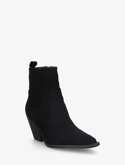 Bottines en suédine style santiags - Noir - 2