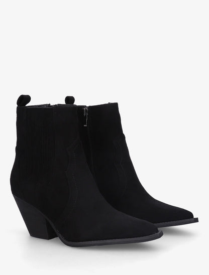 Bottines en suédine style santiags - Noir - 4