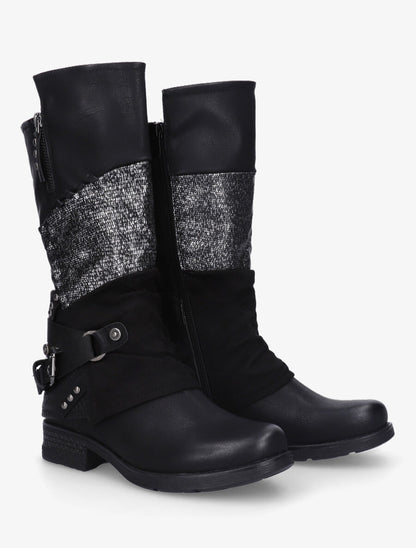 Bottines montantes multi textures - Noir - 4