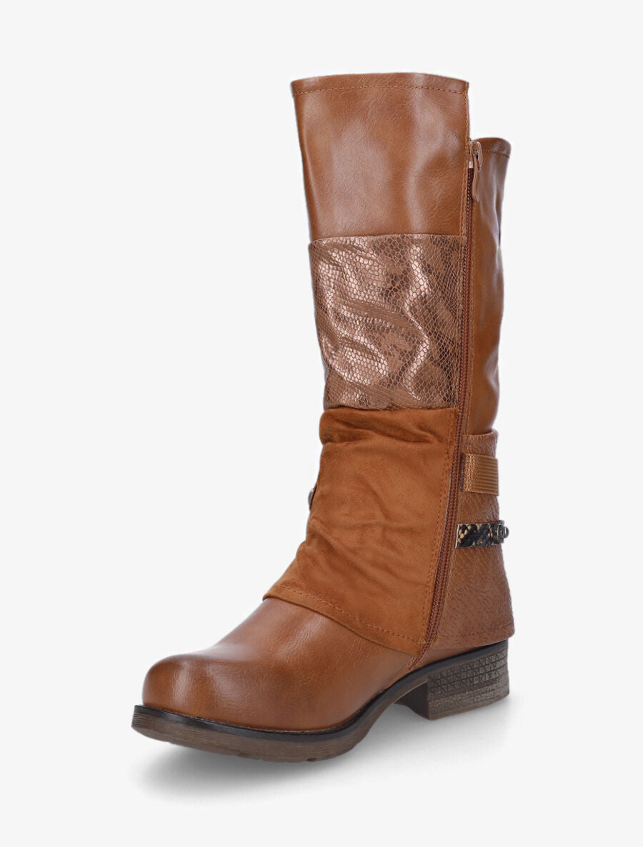 Bottines montantes multi-textures - Camel - 4