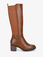 Bottes en simili à sangle tressée - Camel - 5