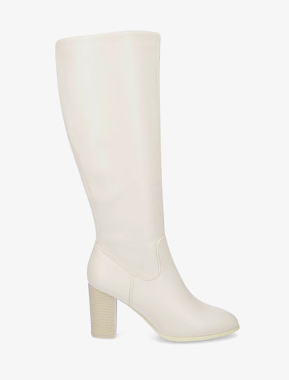 Bottes en simili à talon - Beige - 1