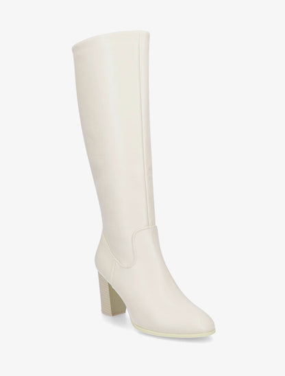 Bottes en simili à talon - Beige - 2