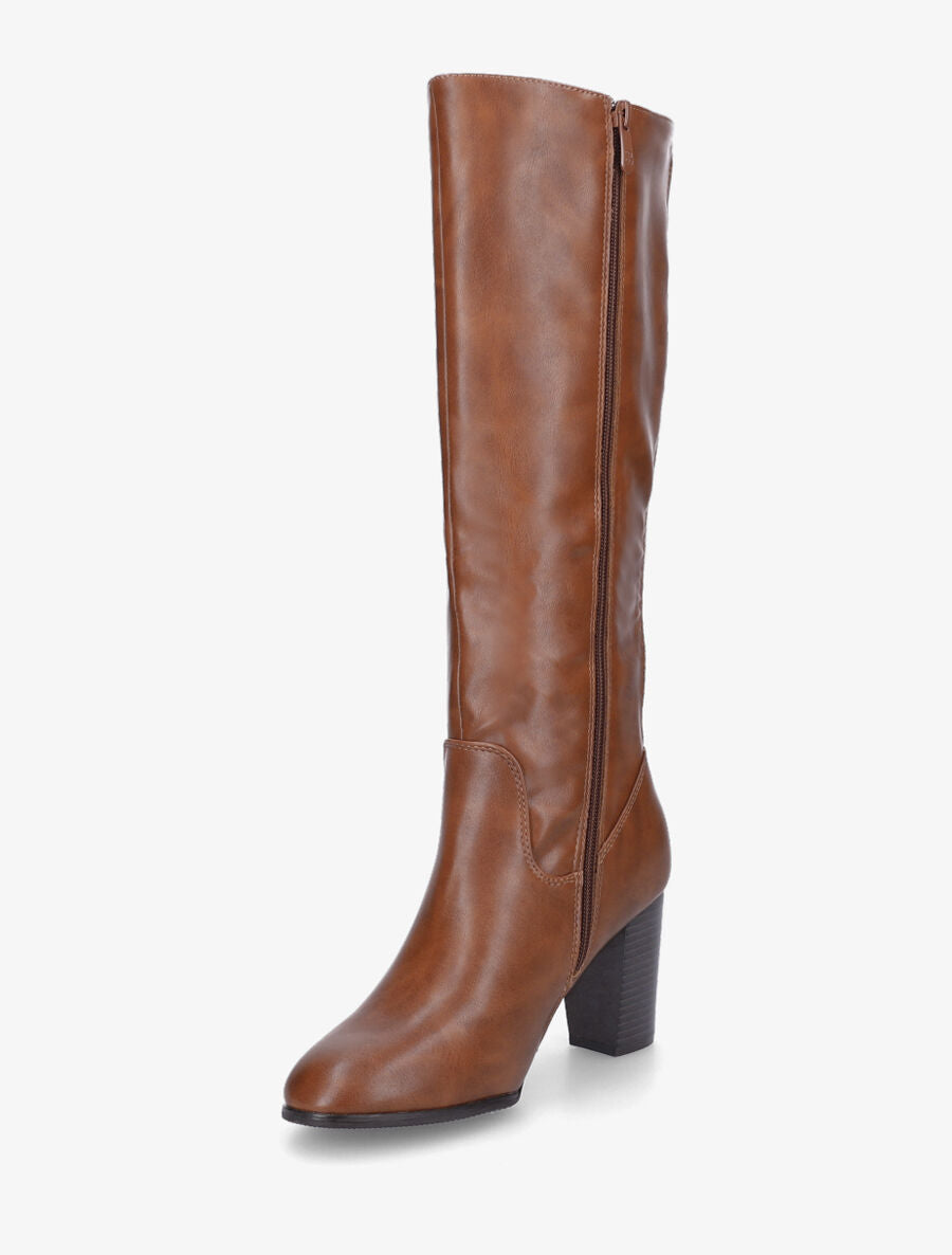 Bottes en simili à talon - Camel - 3