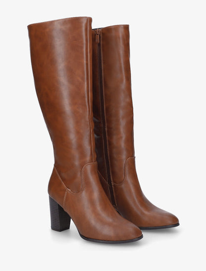 Bottes en simili à talon - Camel - 4