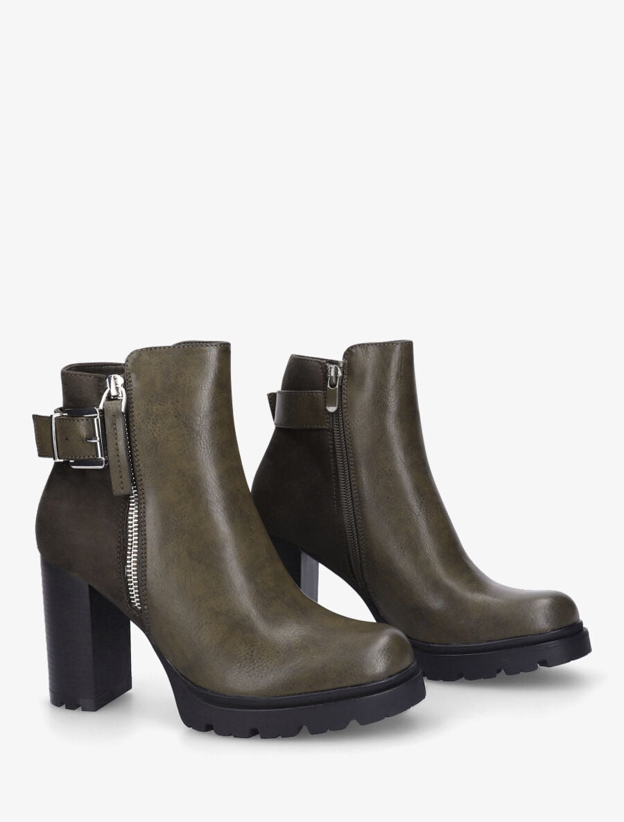 Bottines à talon haut et plateforme - Kaki - 4