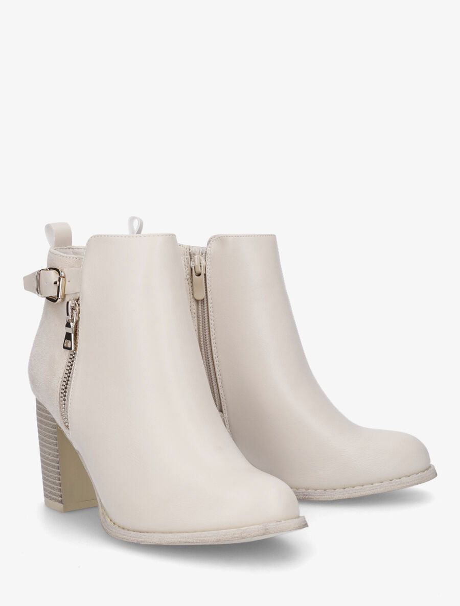 Bottines hautes bi-matière - Beige - 4