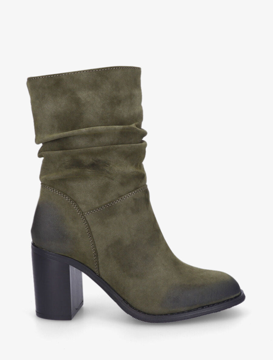 Bottines froncées à talon - Kaki - 1