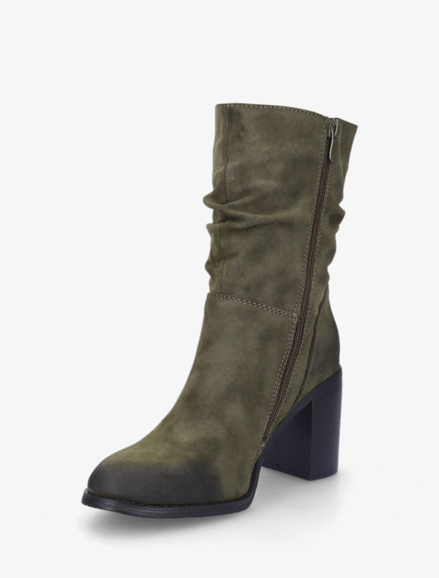 Bottines froncées à talon - Kaki - 3