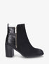 Bottines à talon et contrefort en croco - Noir - 5