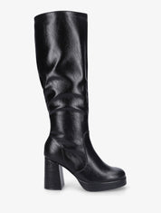 Bottes en simili à plateforme et talon haut - Noir - 5