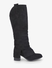 Bottes en suédine à rabat fendu - Noir - 1