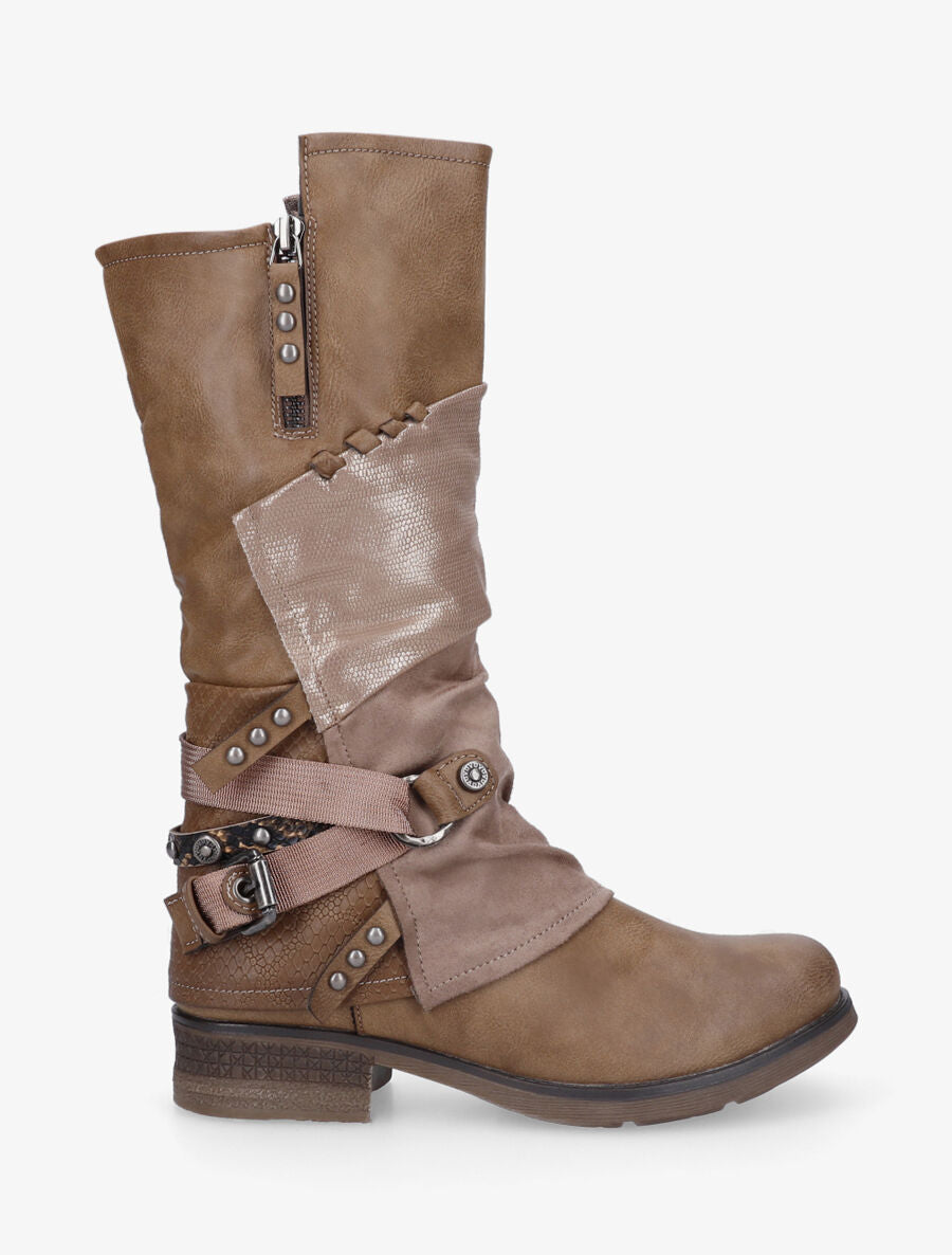 Bottes plates fantaisies à sangles - Taupe - 1