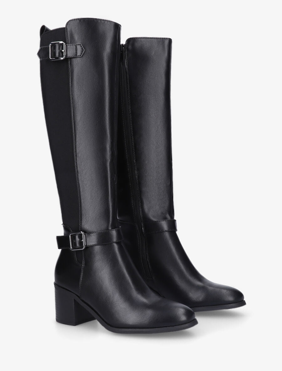 Bottes unies à talon - Noir - 4