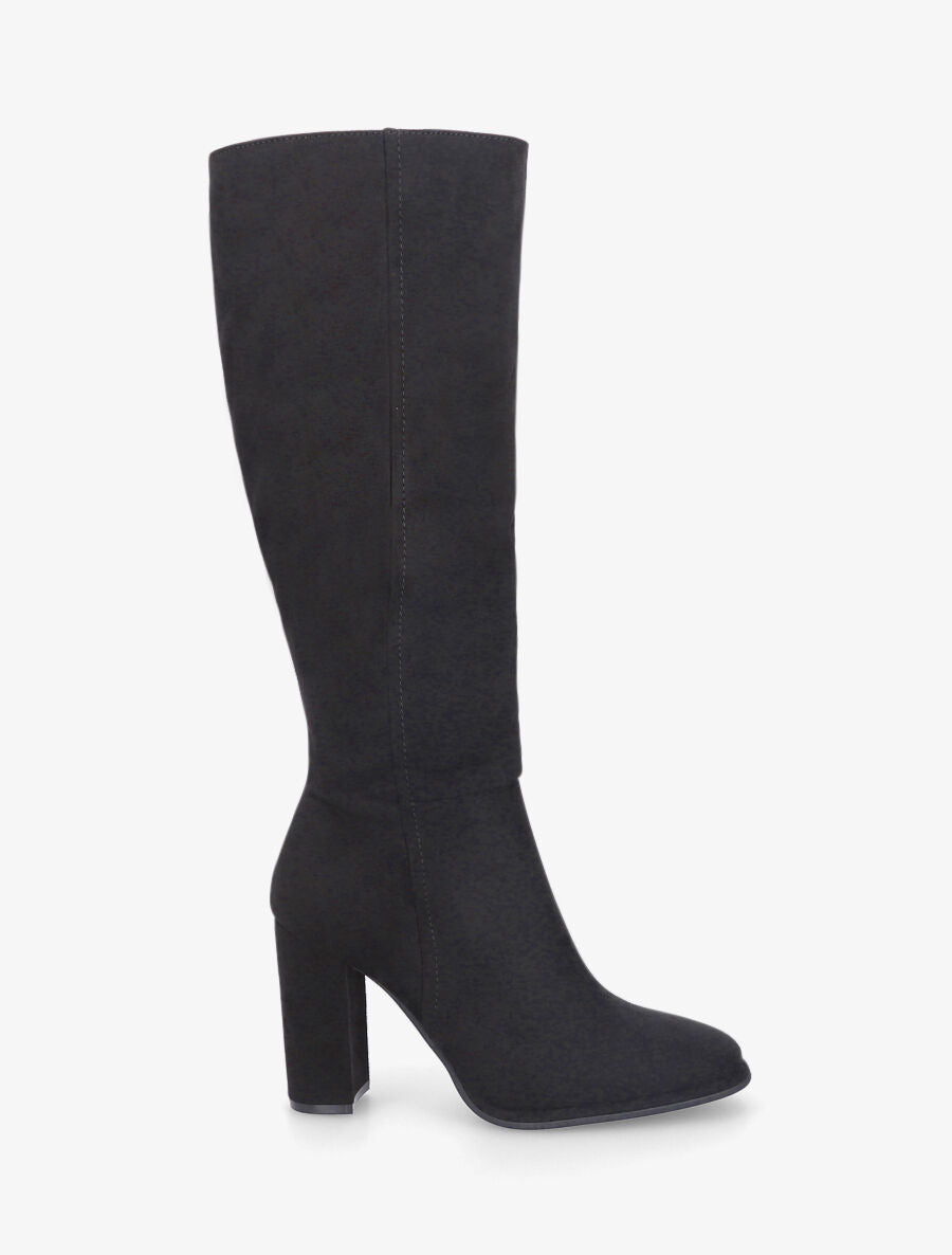 Bottes en suédine à talon haut - Noir - 1