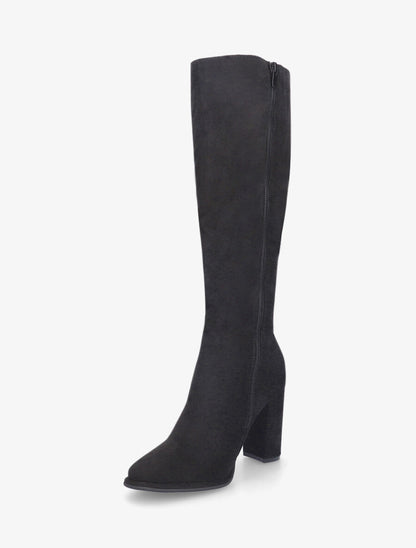 Bottes en suédine à talon haut - Noir - 3