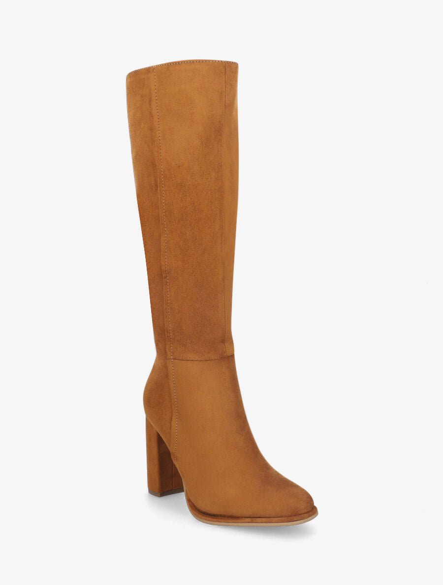 Bottes en suédine à talon haut - Camel - 2