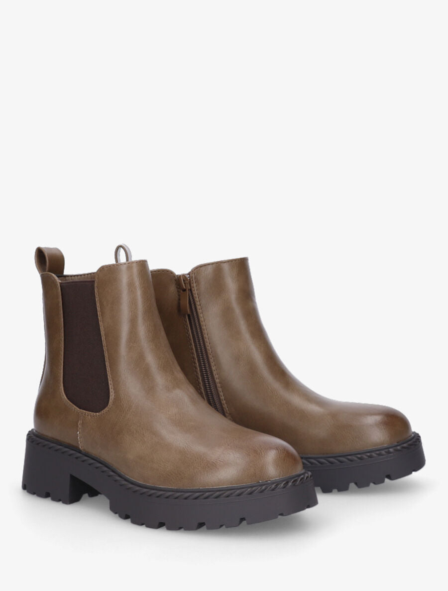 Bottines élastiquées à semelles crantées - Taupe - 4