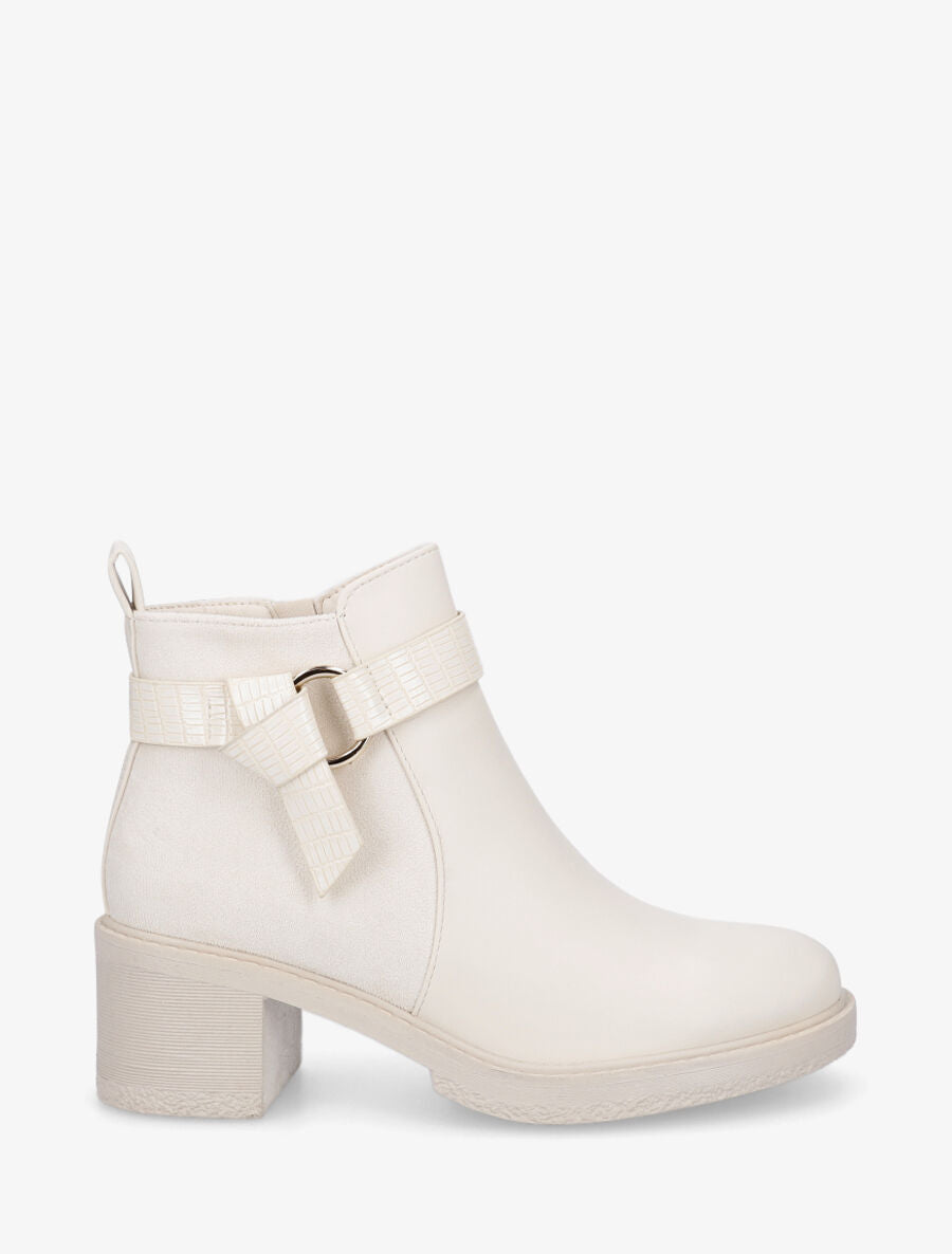 Bottines bi-matière à boucle - Beige - 1