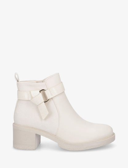 Bottines bi-matière à boucle - Beige - 1