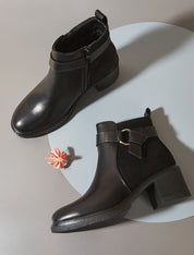 Bottines bi-matière à boucle - Noir - 1
