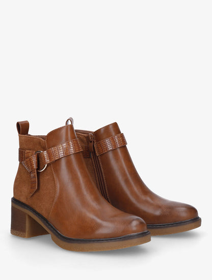 Bottines bi-matière à boucle - Camel - 4